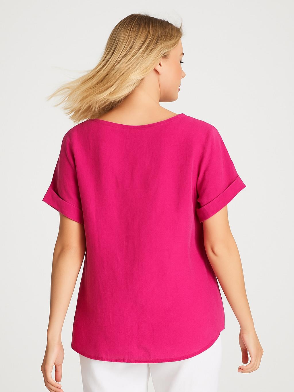 İtalyan Keten Bluz - FUŞYA