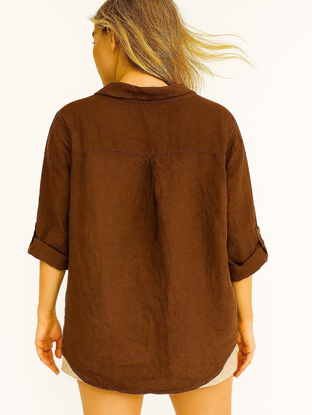 İtalyan Keten Gömlek - KAHVERENGİ