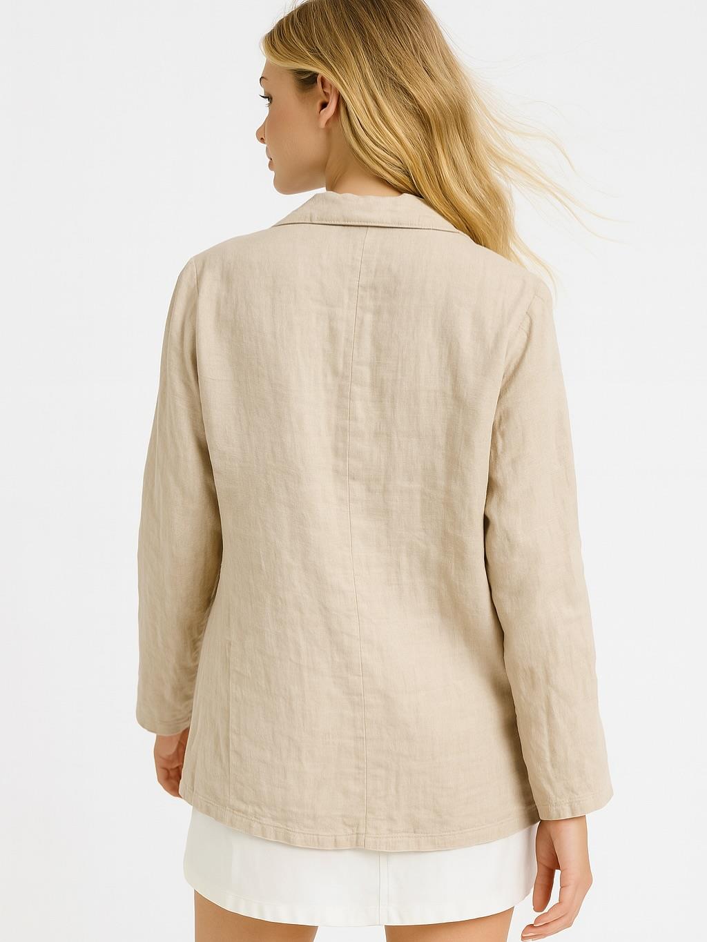 İtalyan Keten Düğmeli Ceket - BEJ