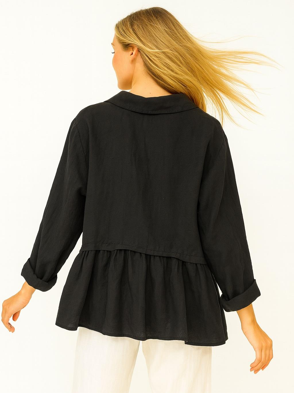 İtalyan Keten Gömlek - SİYAH