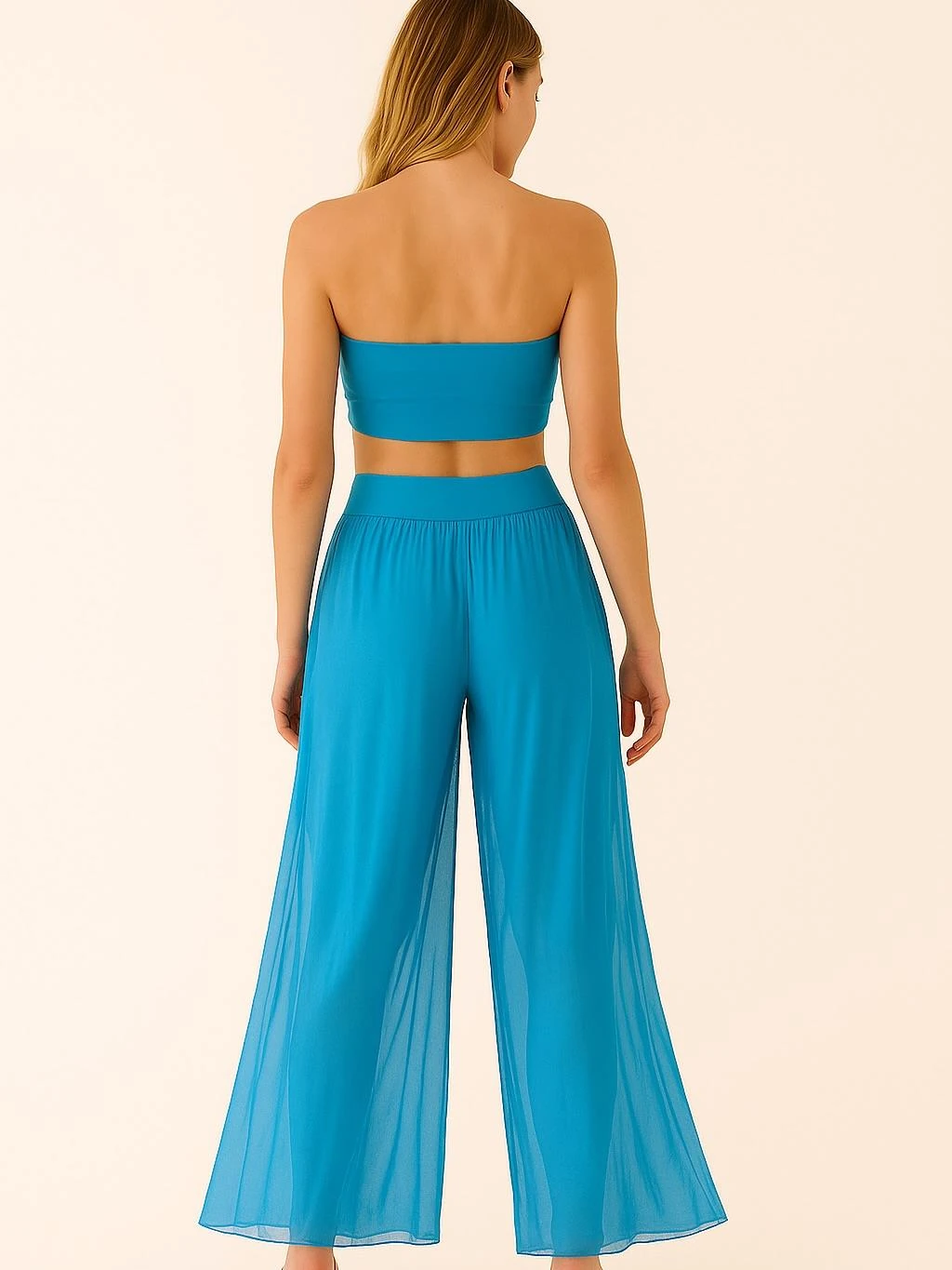 İtalyan İpek Pantolon - GÖK MAVİSİ