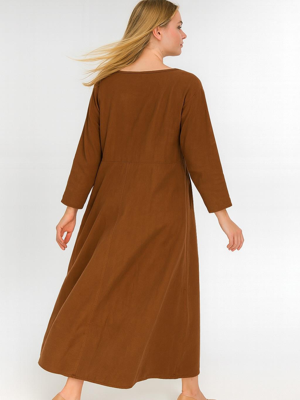 İtalyan Kadife Elbise - KAHVERENGİ