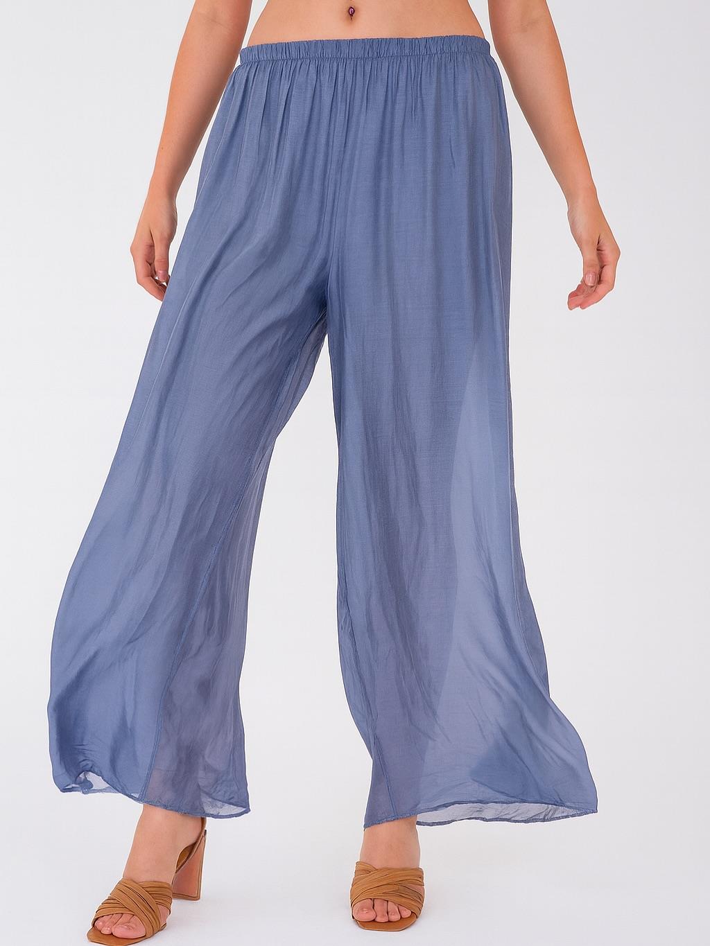 İtalyan İpek Pantolon - MAVİ