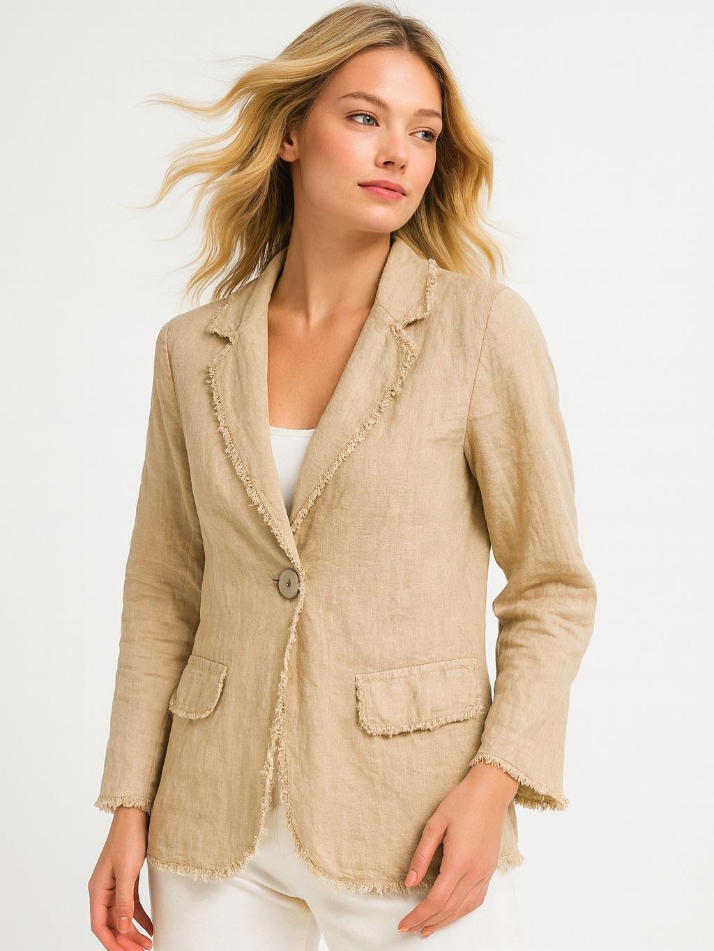 İtalyan Keten Ceket - BEJ