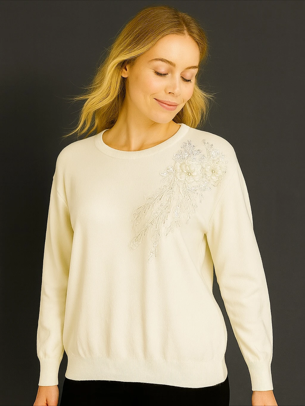 İtalyan Özel Tasarım Angora Bluz - BEYAZ