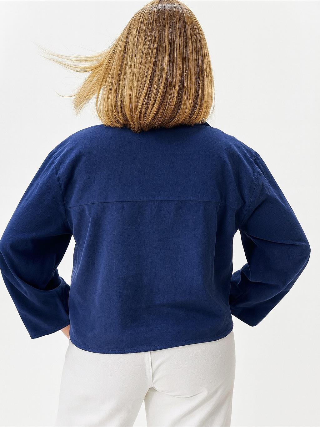 İtalyan Kadife Gömlek - LACİVERT