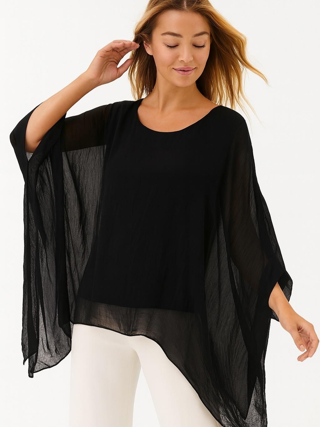 İtalyan İpek Bluz - SİYAH