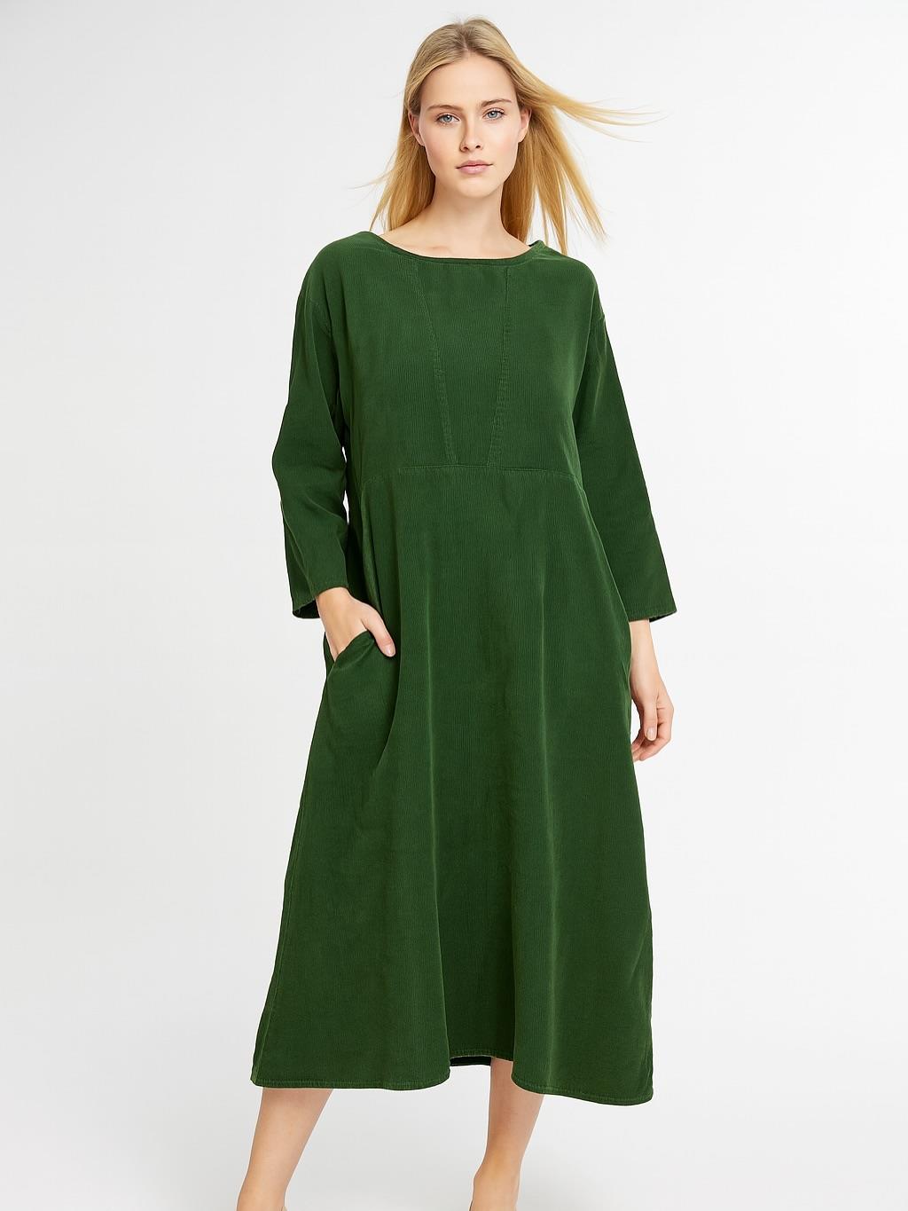 İtalyan Kadife Elbise - YEŞİL