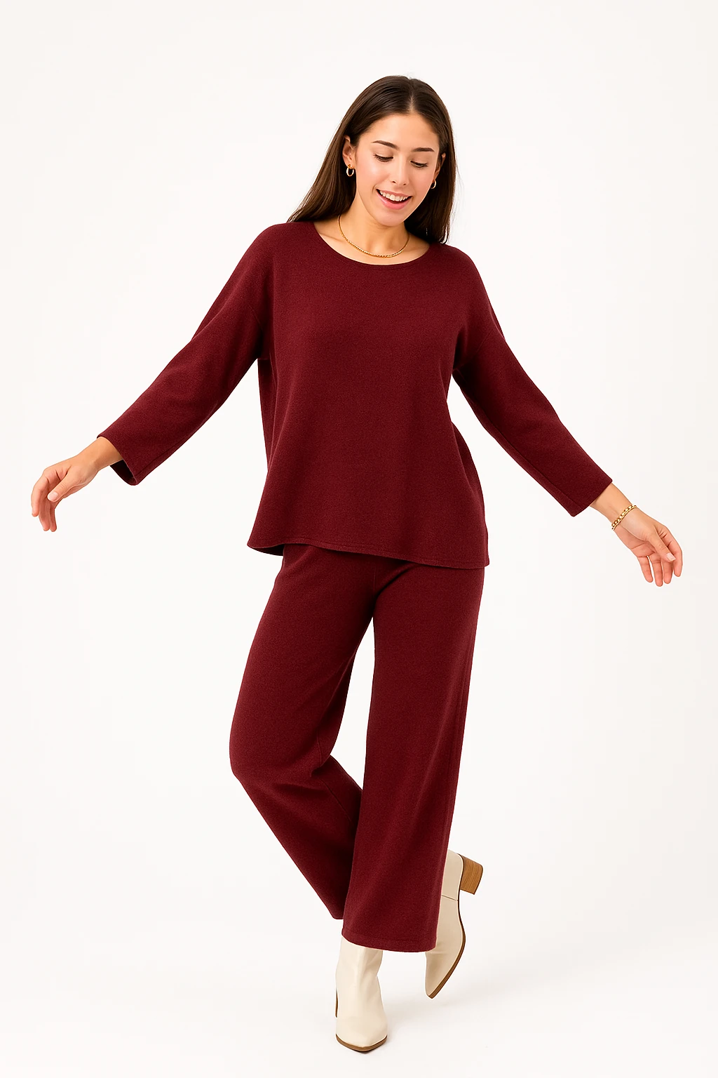 İtalyan Bisiklet Yaka 2'Li Triko Takım - BORDO