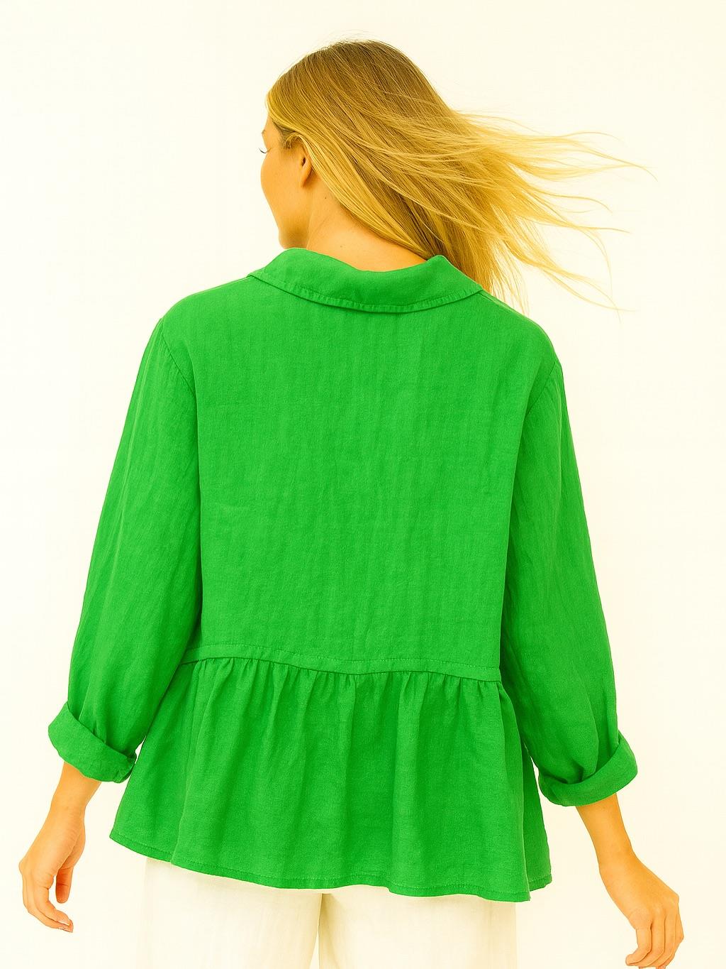 İtalyan Keten Gömlek - YEŞİL