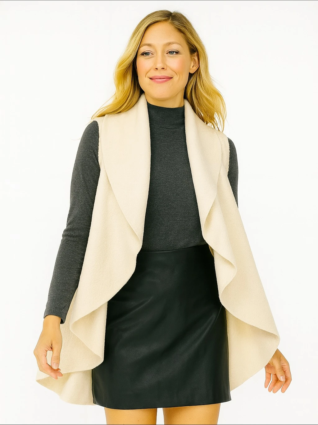 İtalyan Keçe Yelek - BEYAZ