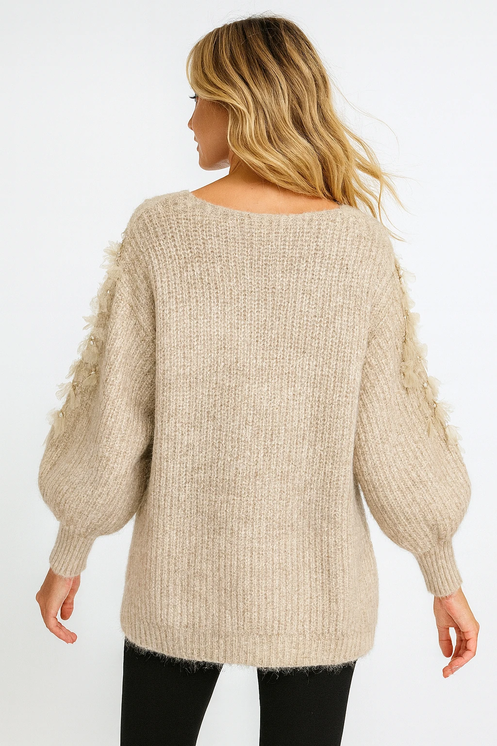 İtalyan Özel Tasarım Triko Bluz - BEJ