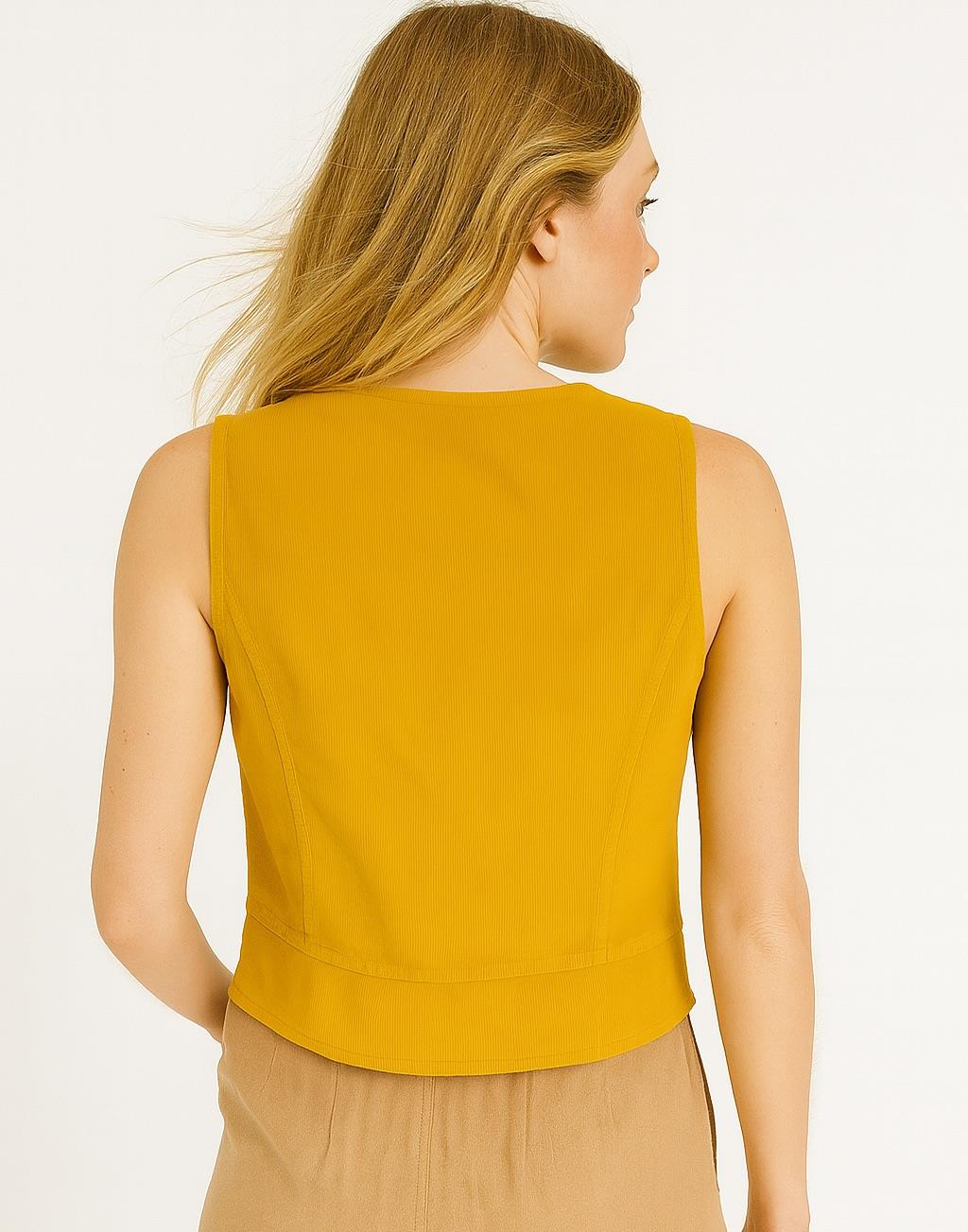 italyan Kısa Kadife Yelek - HARDAL