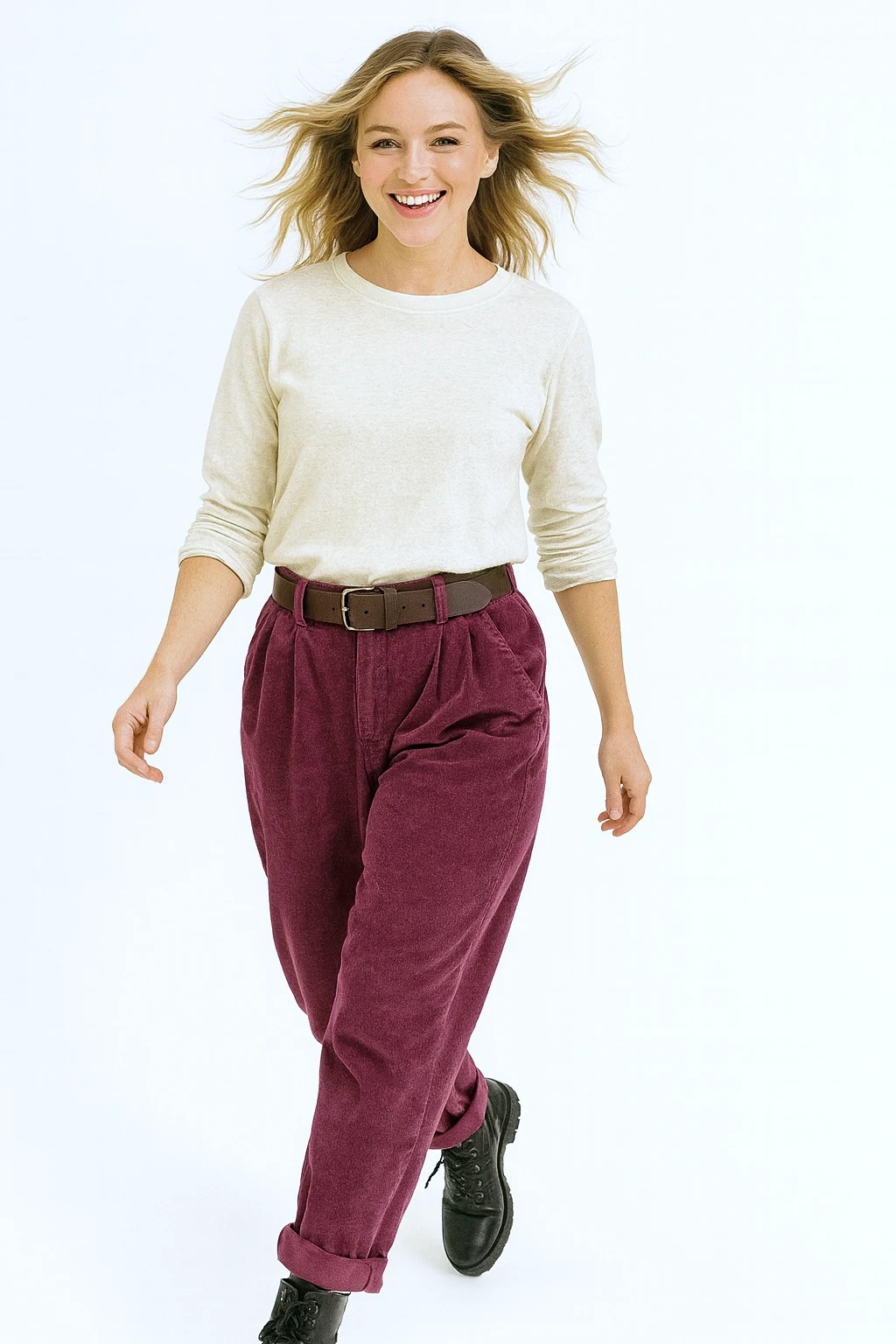 İtalyan Havuç Model Likralı Kadife Pantolon - MÜRDÜM