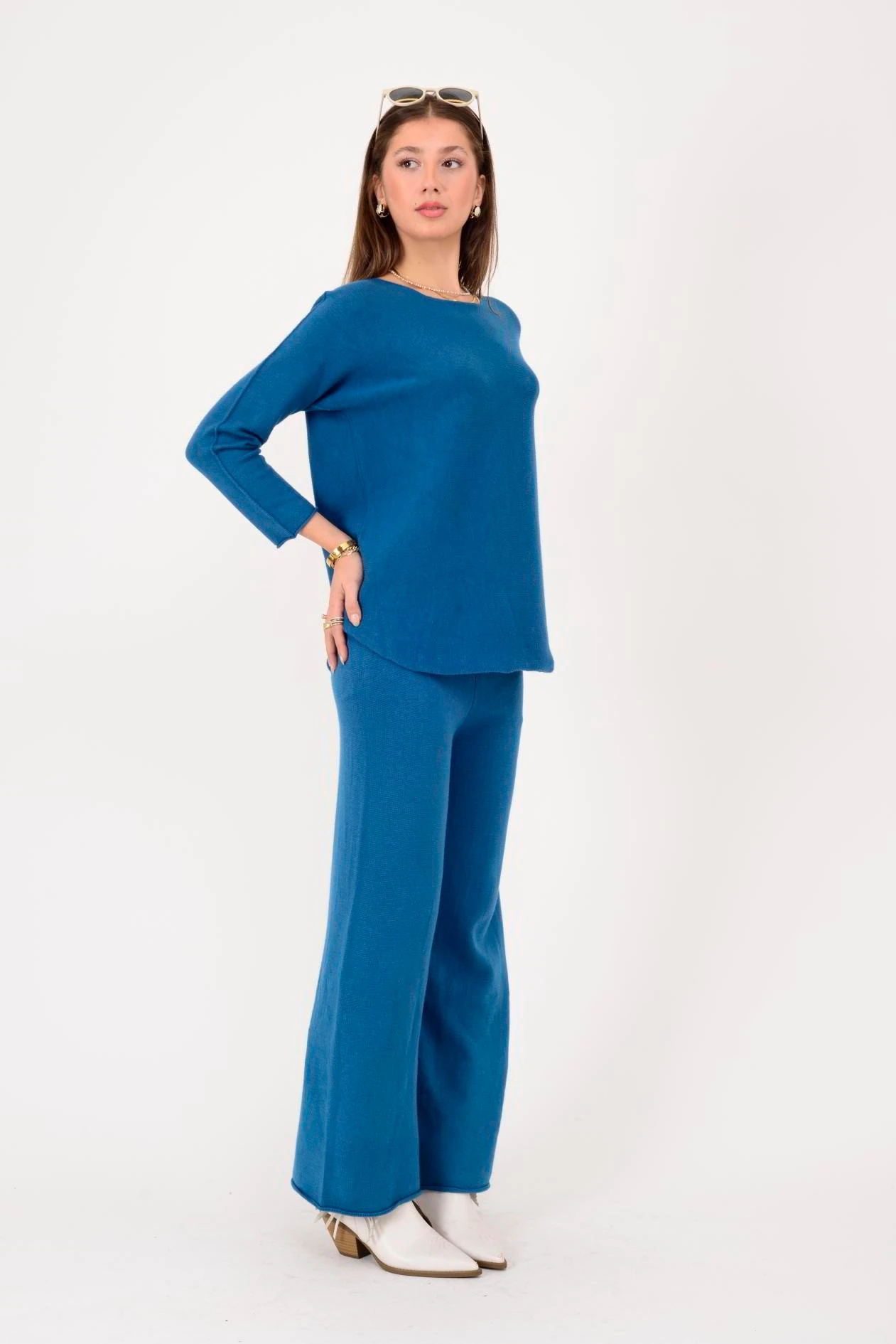 İtalyan Bisiklet Yaka 2'Li Triko Takım - TURKUAZ