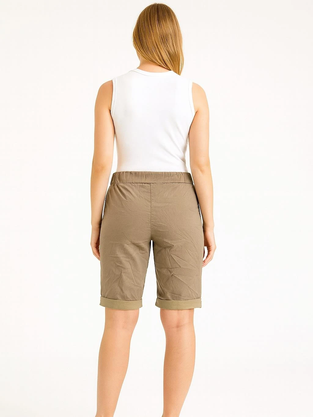 İtalyan Likralı Şort - VİZON