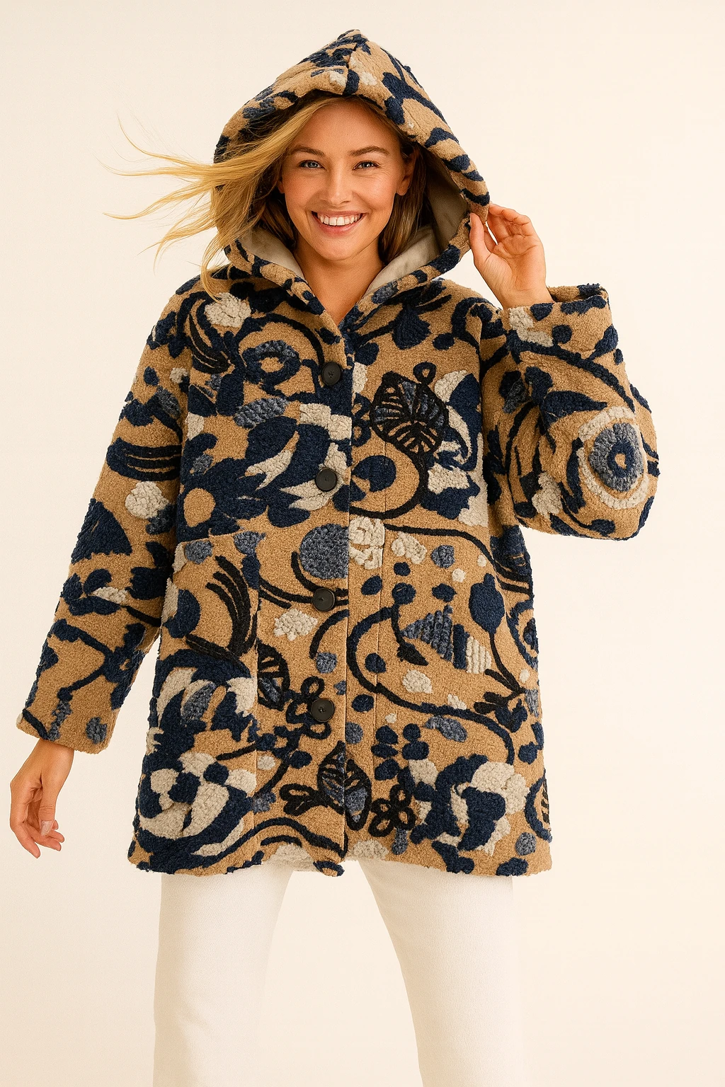 İtalyan Düğmeli Cep Detaylı Keçe Kaban - BAL