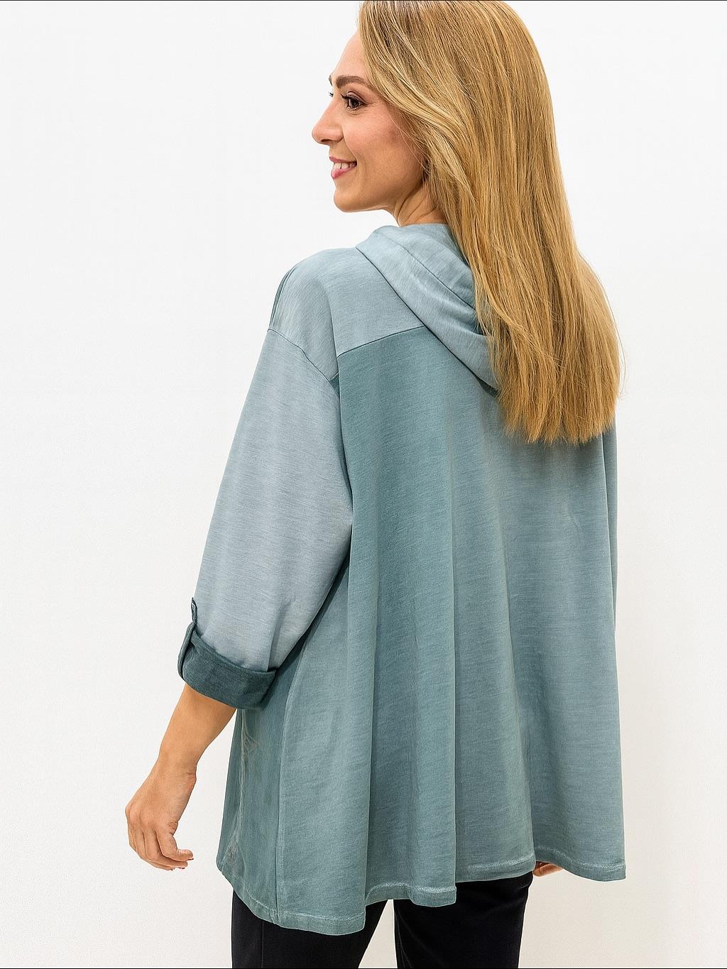 İtalyan Yıldız Desen Nubuk Bluz - İNDİGO