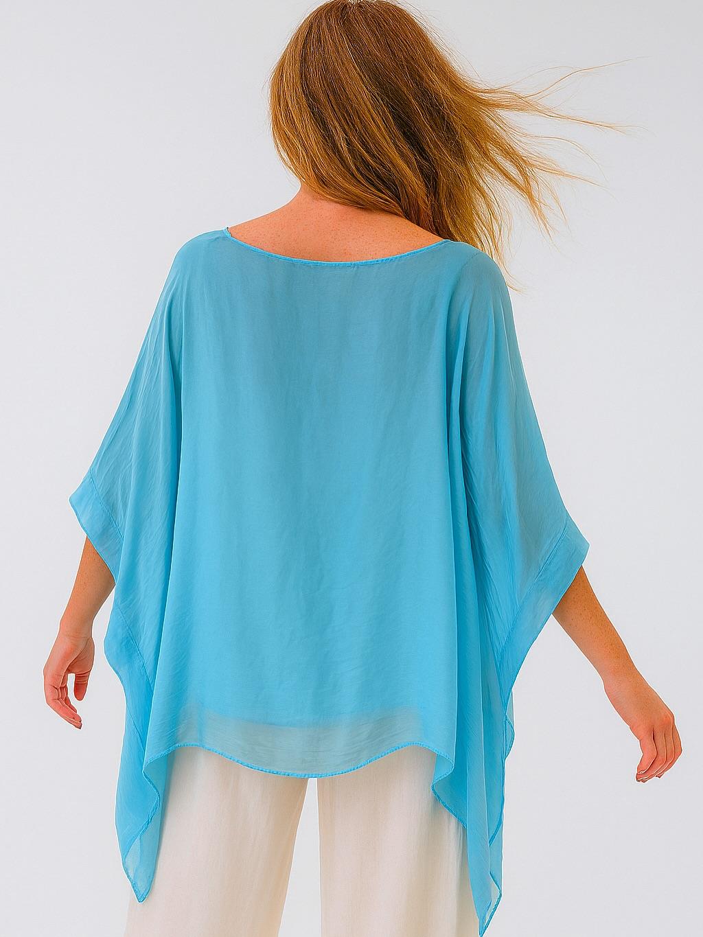 İtalyan İpek Bluz - DENİZ MAVİSİ