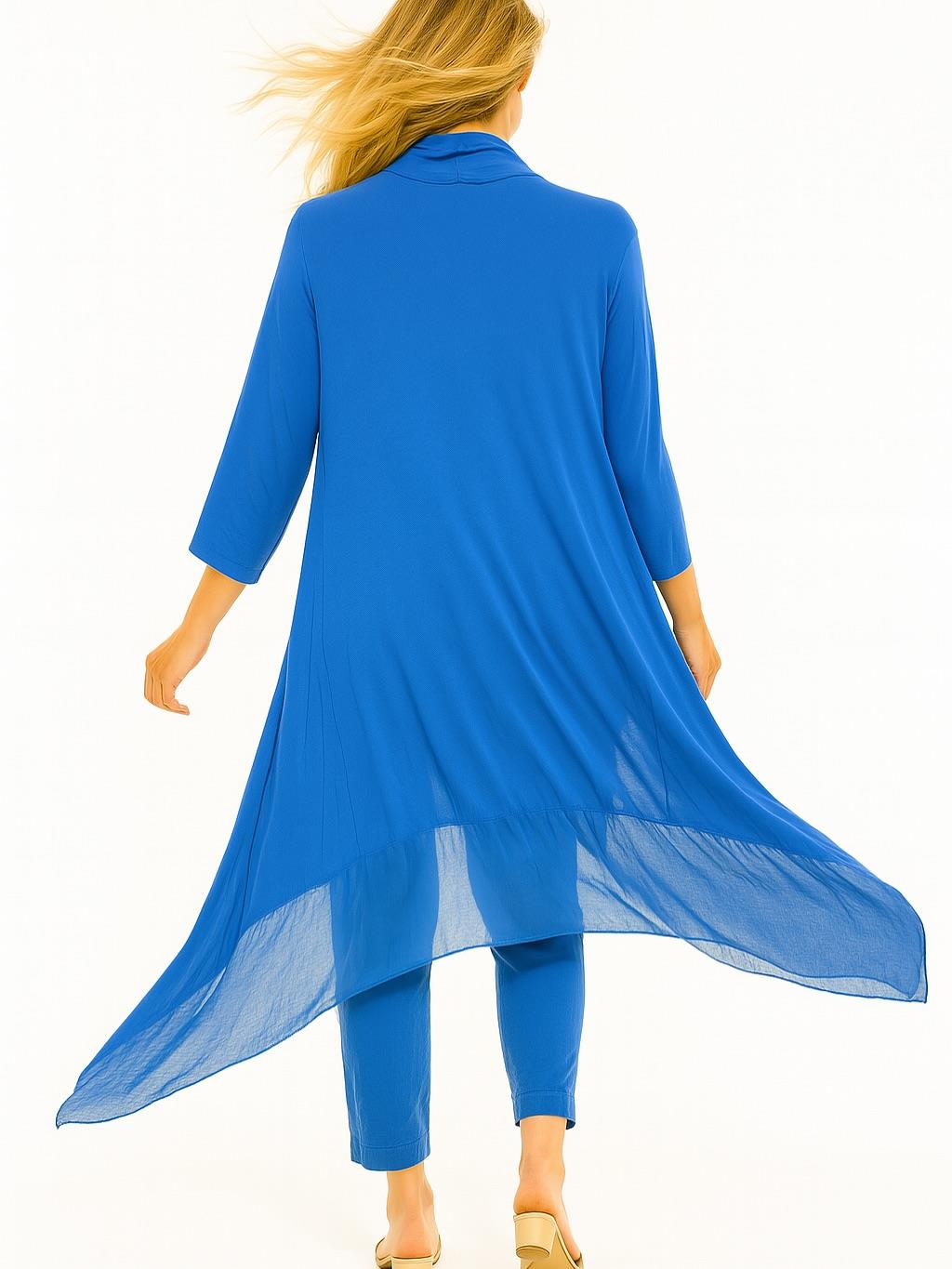 İtalyan Şal Yaka  Tunik - SAKS MAVİ