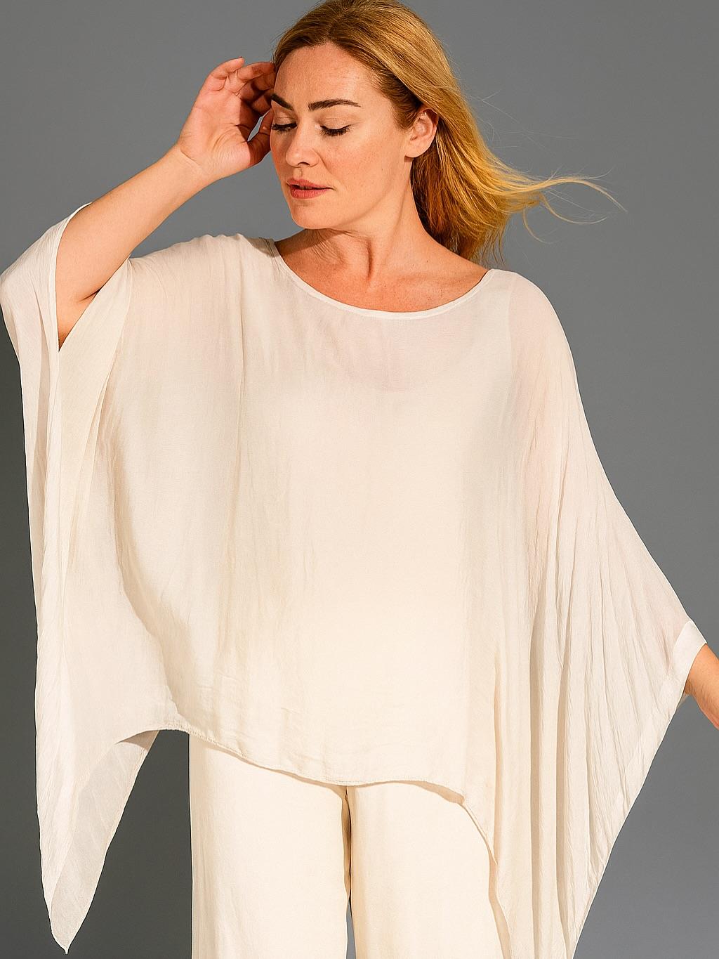 İtalyan İpek Bluz - KREM