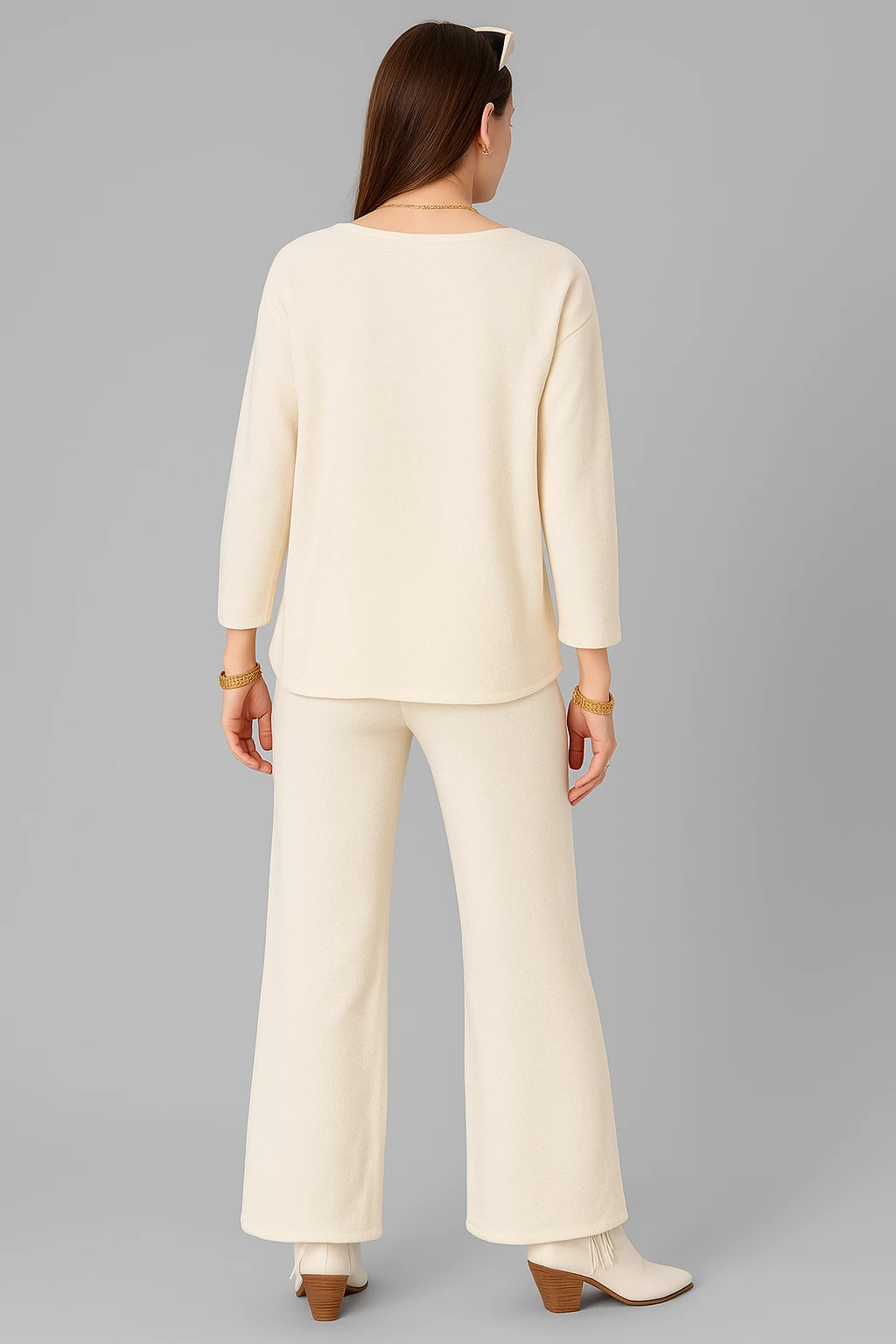 İtalyan Bisiklet Yaka 2'Li Triko Takım - BEYAZ