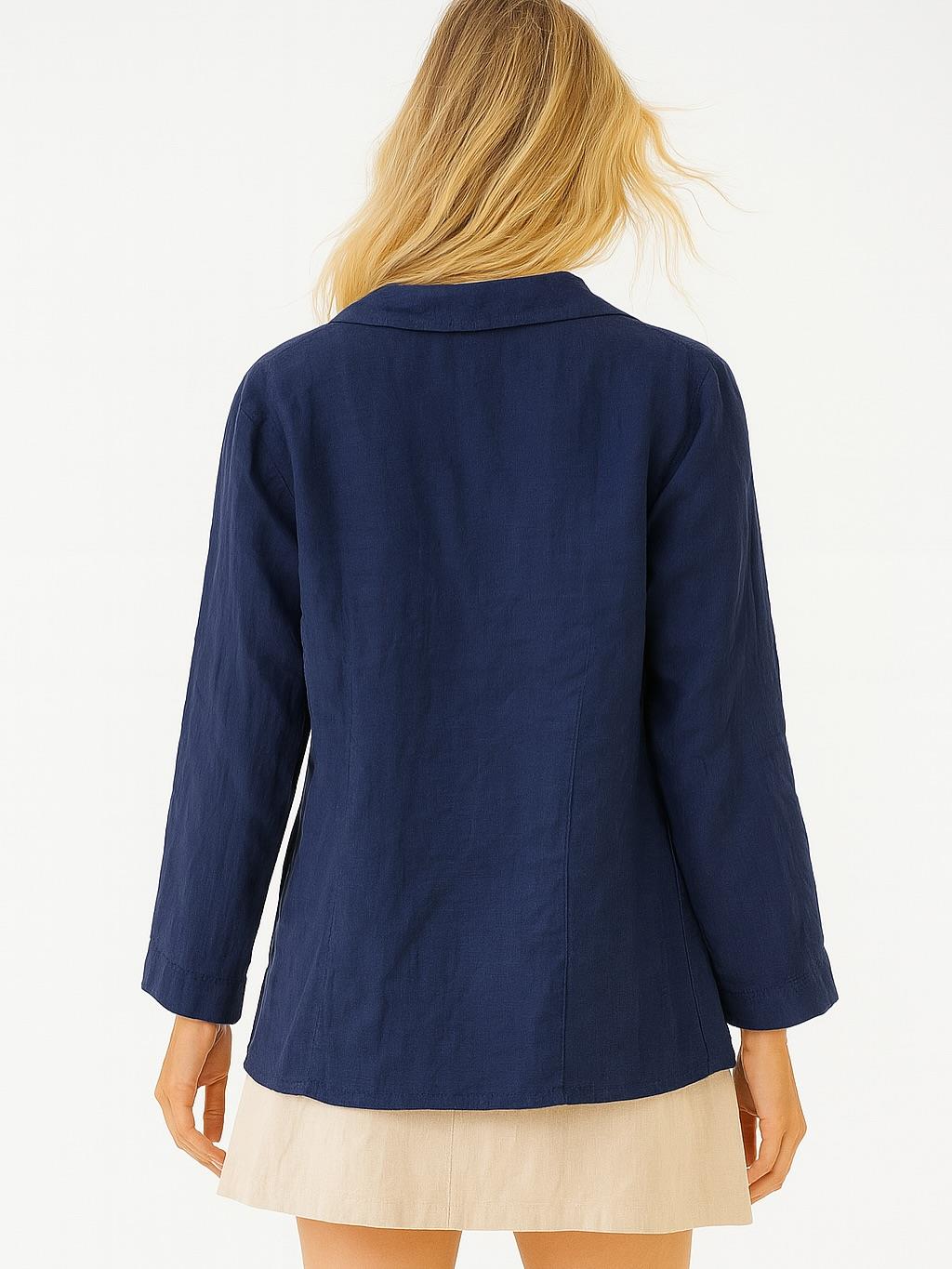 İtalyan Keten Tasarım Ceket - LACİVERT