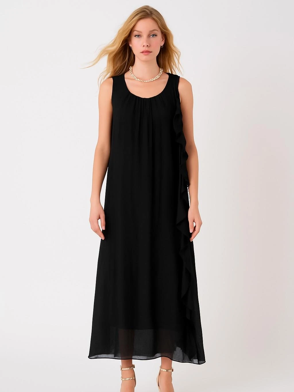 İtalyan İpek Elbise - SİYAH