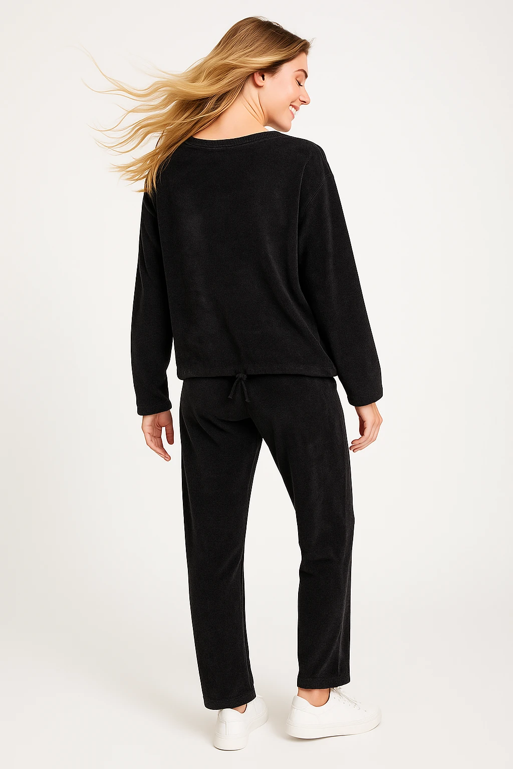 İtalyan V Yaka Kadife Takım - SİYAH