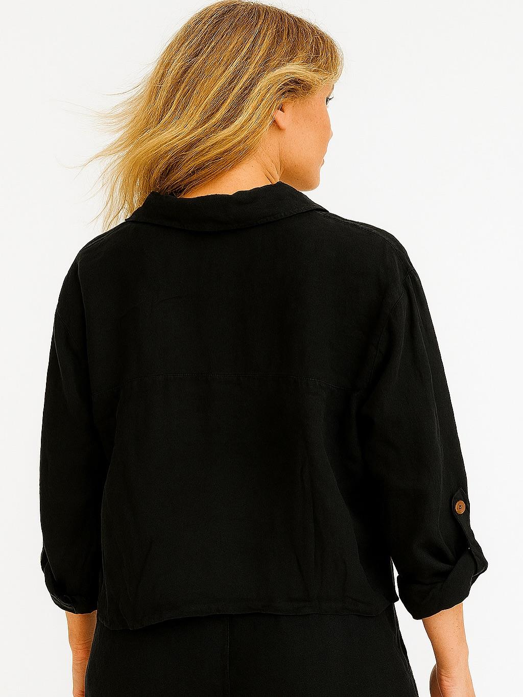 İtalyan Keten Gömlek - SİYAH