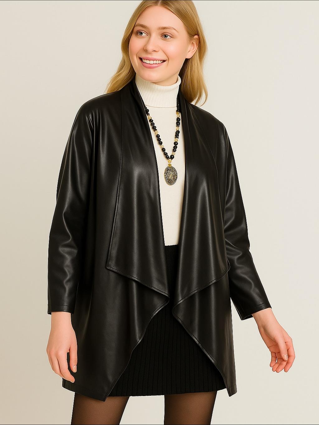 İtalyan Kısa Deri Kap - SİYAH