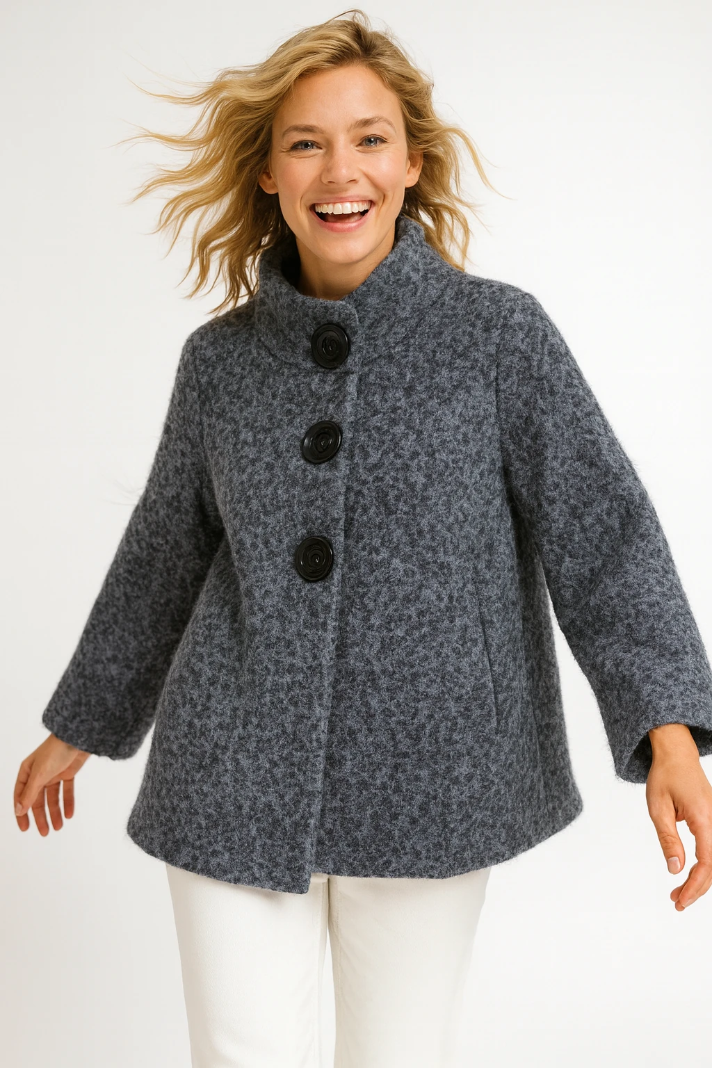İtalyan Düğme Detaylı Keçe Ceket - GRİ