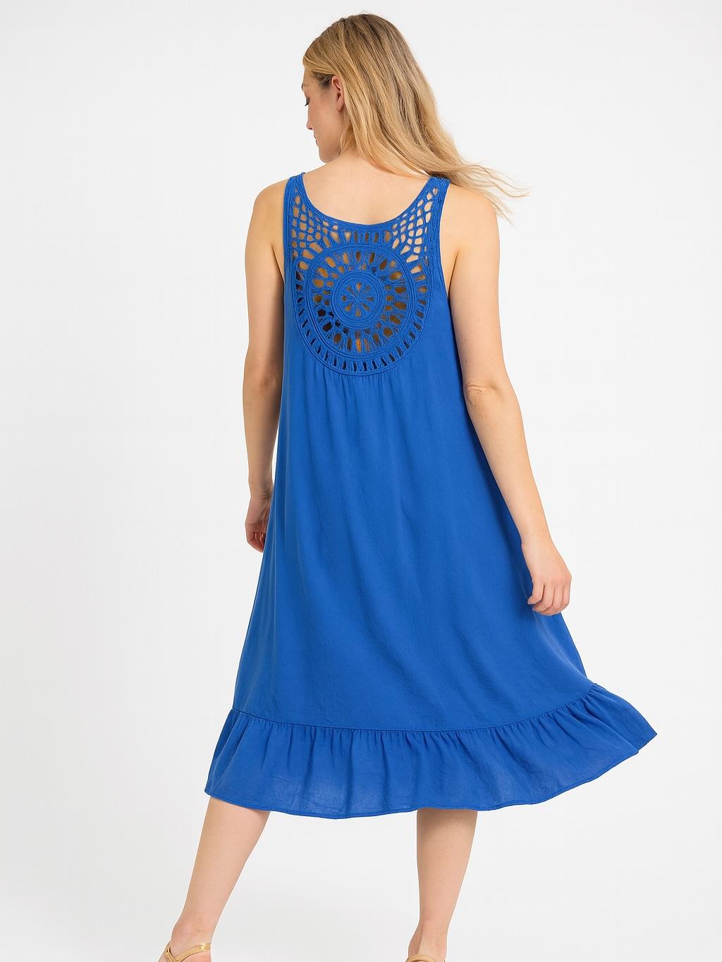 İtalyan Pamuklu Elbise - SAKS MAVİ