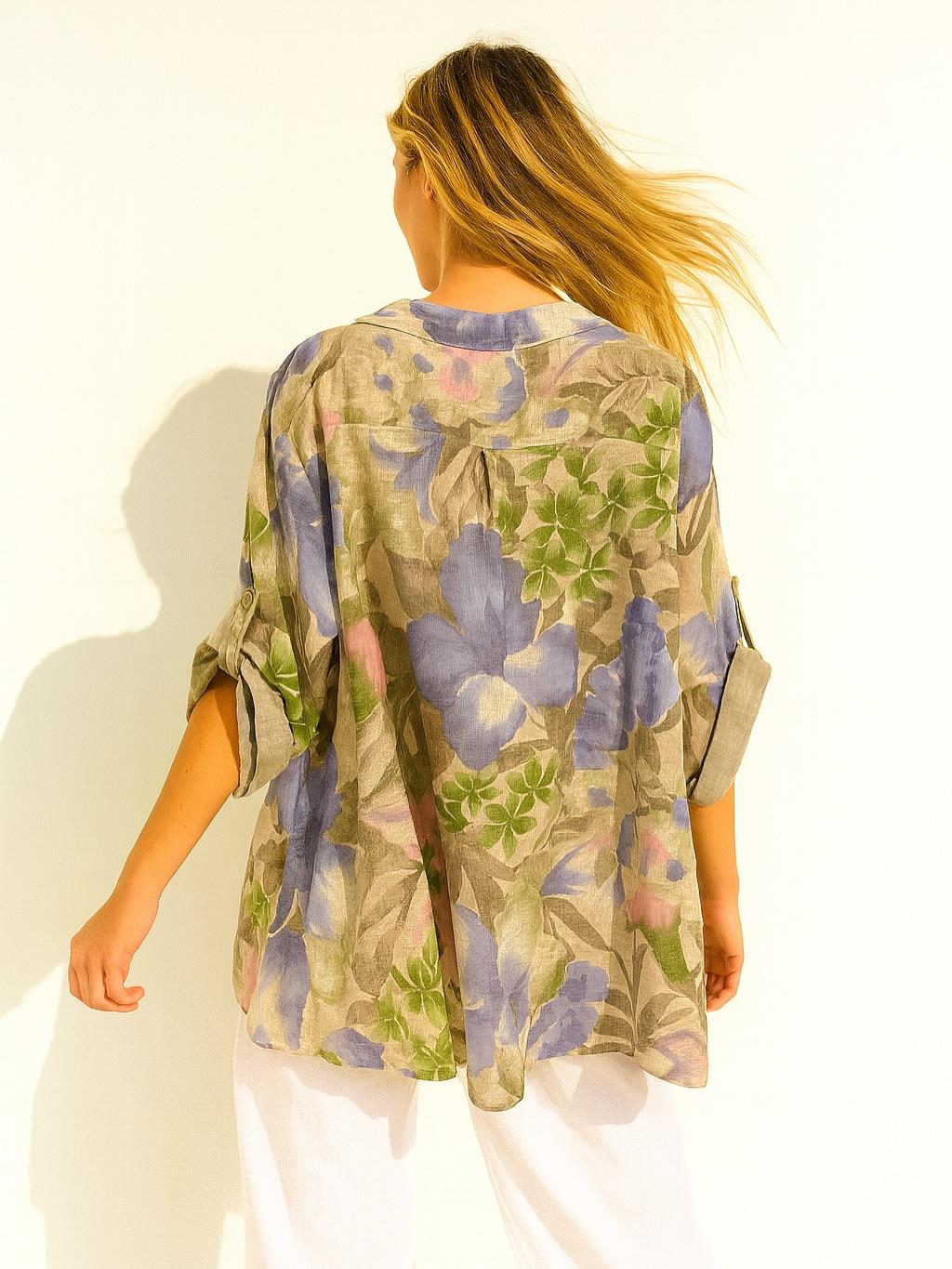 İtalyan Pamuk Keten Gömlek - BEJ