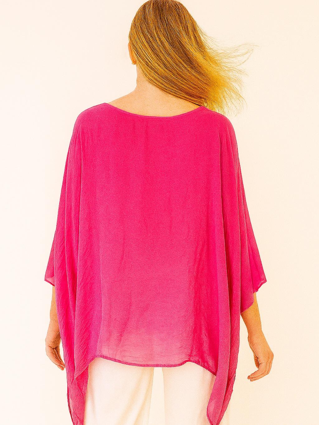 İtalyan İpek Bluz - FUŞYA