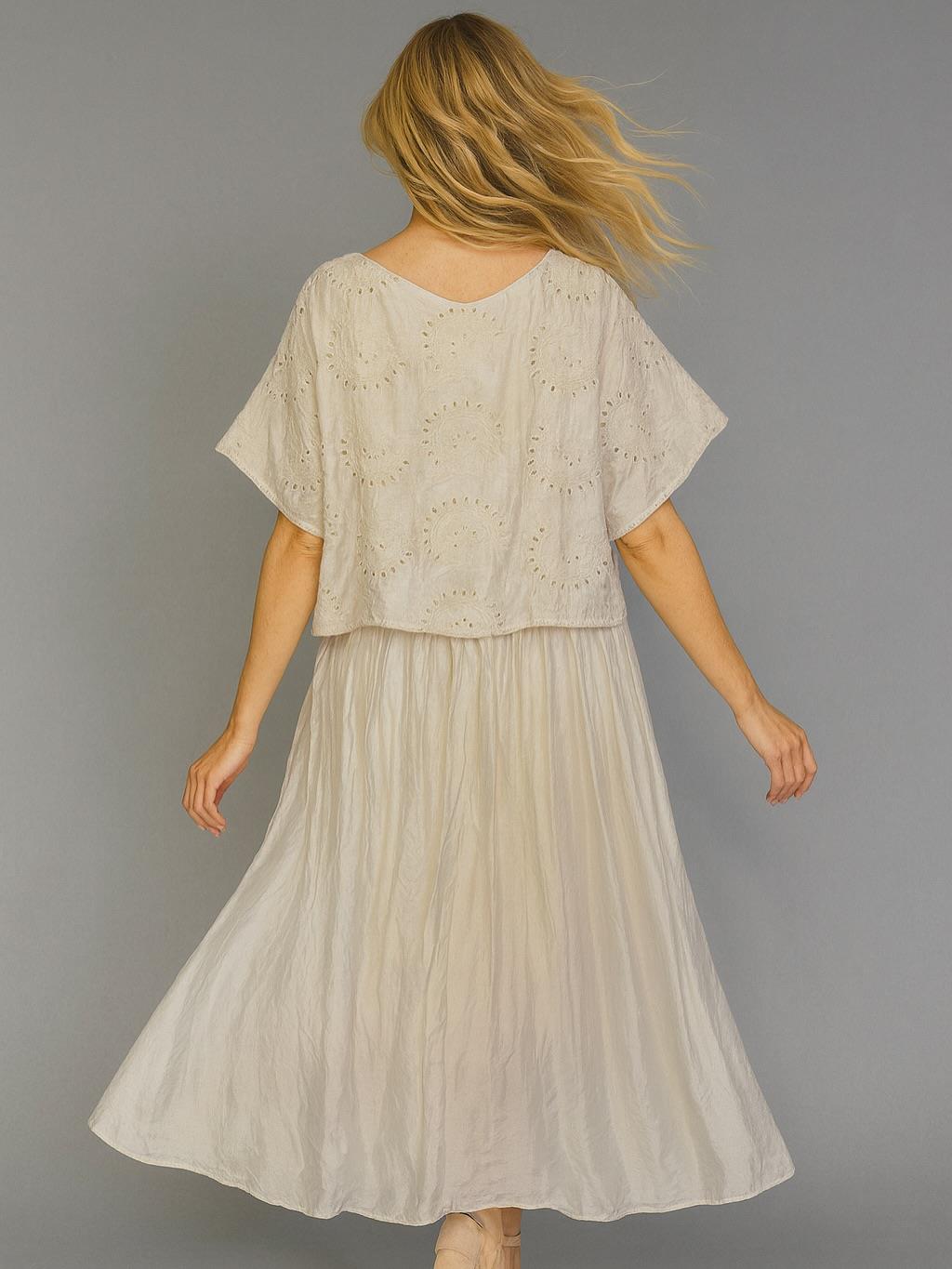 İtalyan Fisto Detaylı Elbise - BEJ