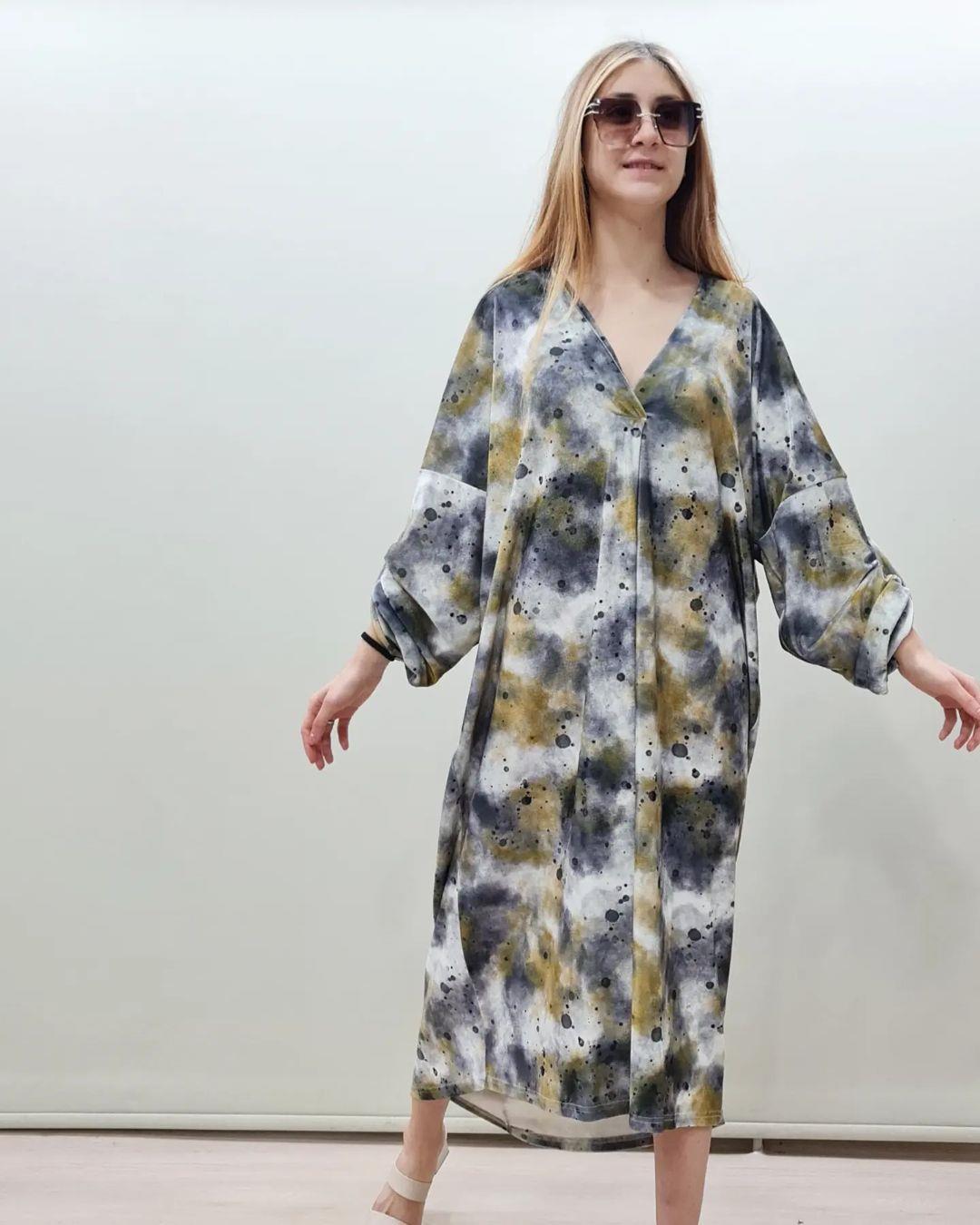 İtalyan Kadife Elbise - ANTRASİT