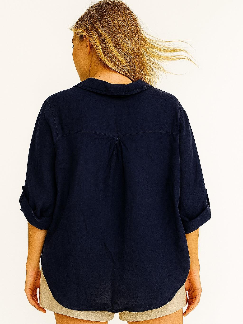 İtalyan Keten Gömlek - LACİVERT