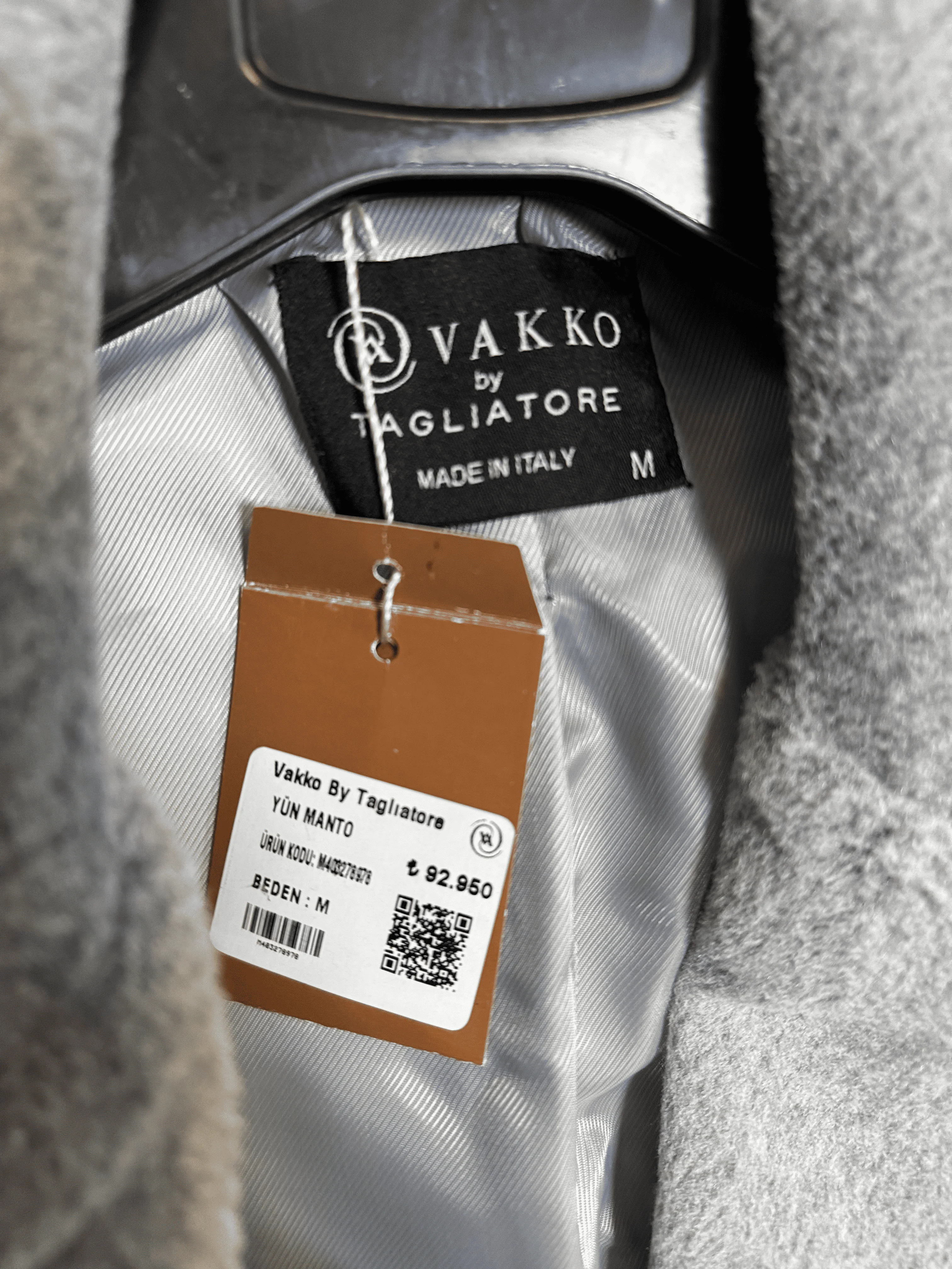 İtalyan Orjinal Vakko Manto - GRİ