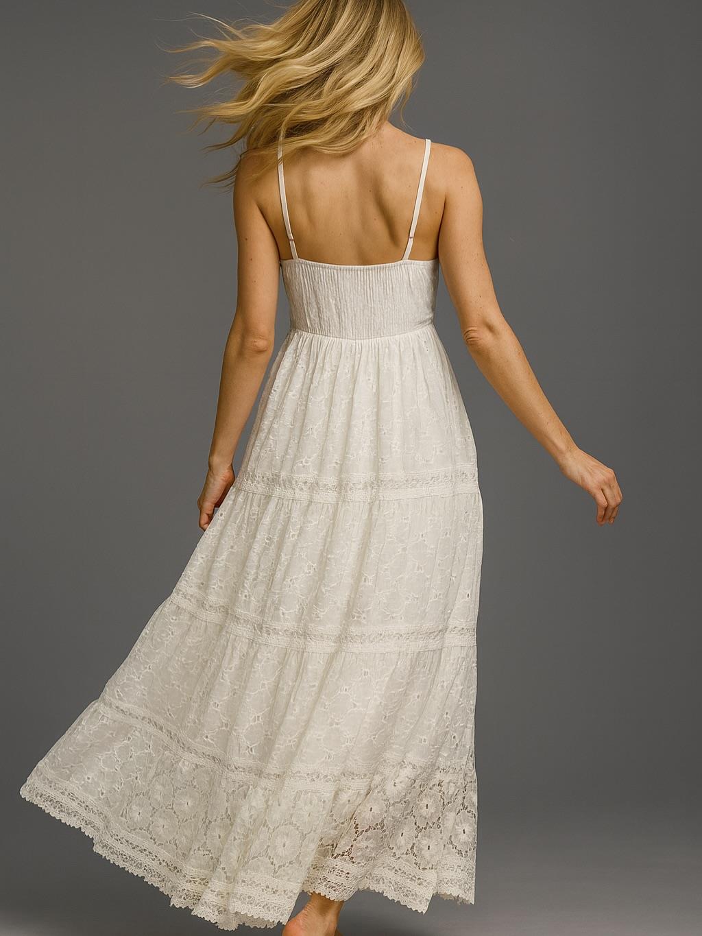 İtalyan Dantel Elbise - BEYAZ