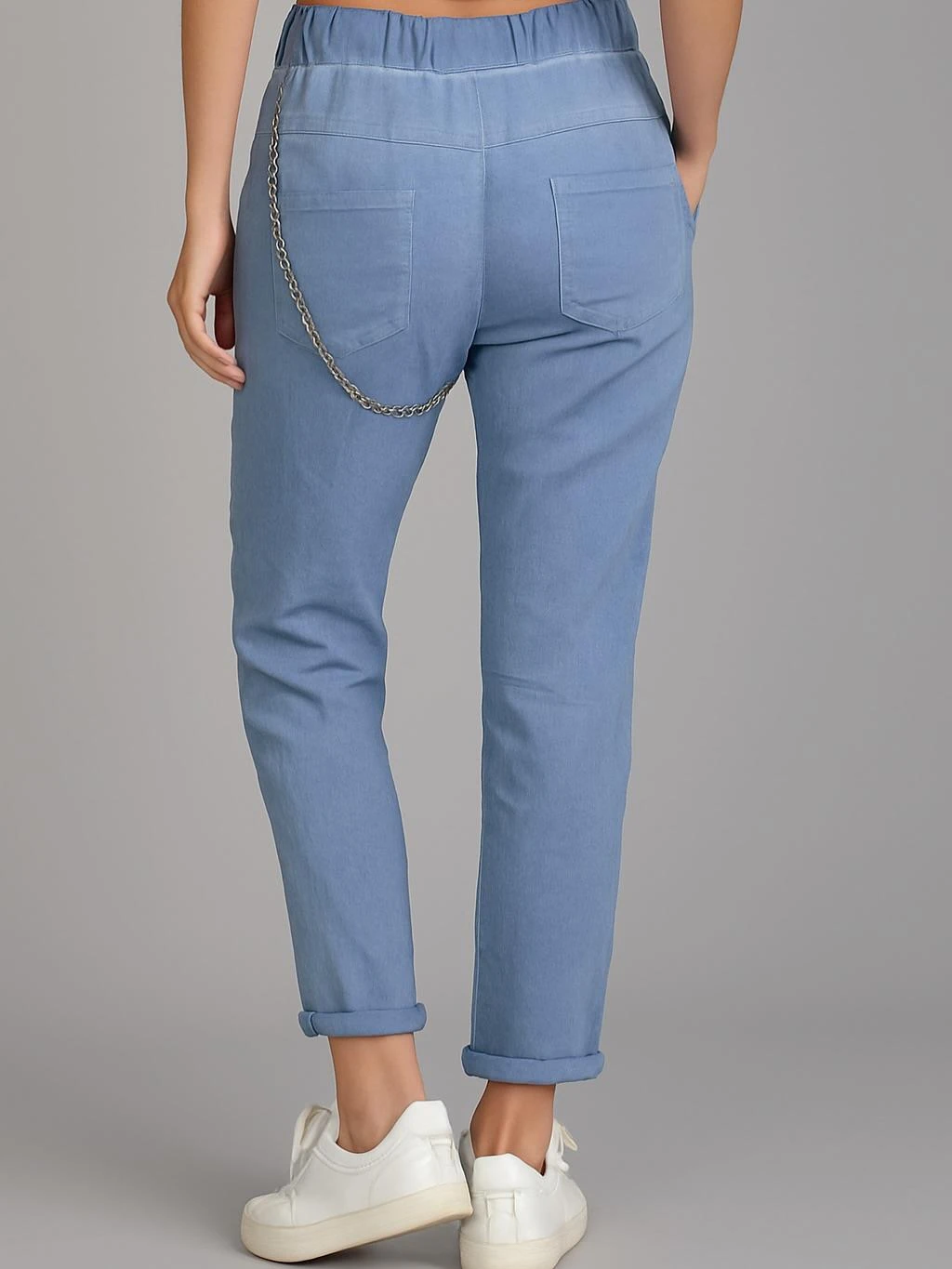 İtalyan Likralı Pantolon - MAVİ