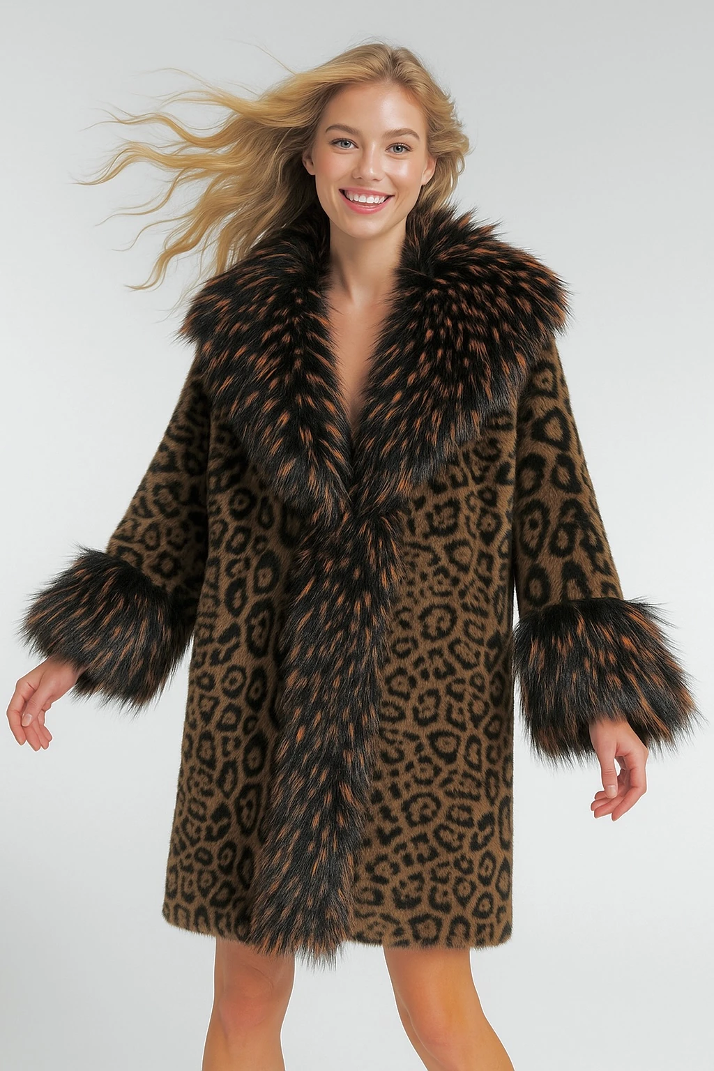 İtalyan Leoparlı Kürk - KAHVERENGİ