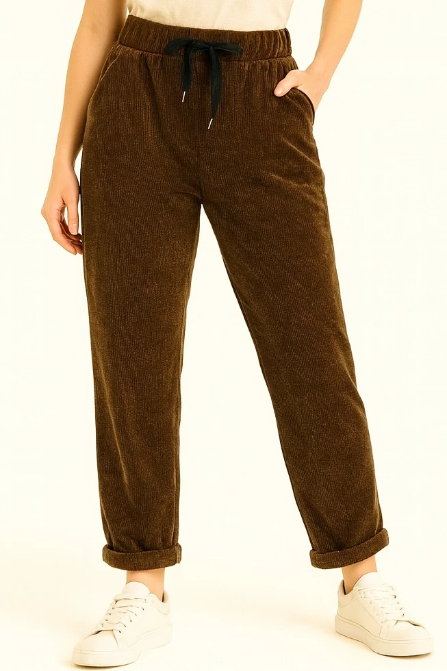 İtalyan Kadife Pantolon - KAHVERENGİ