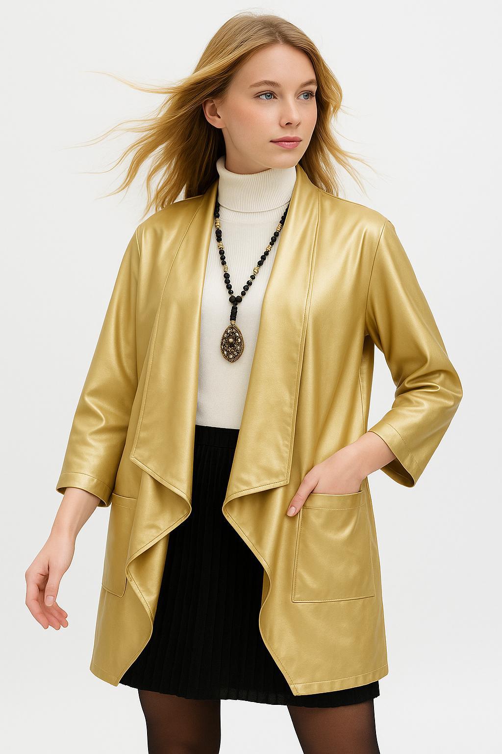 İtalyan Kısa Deri Kap - GOLD