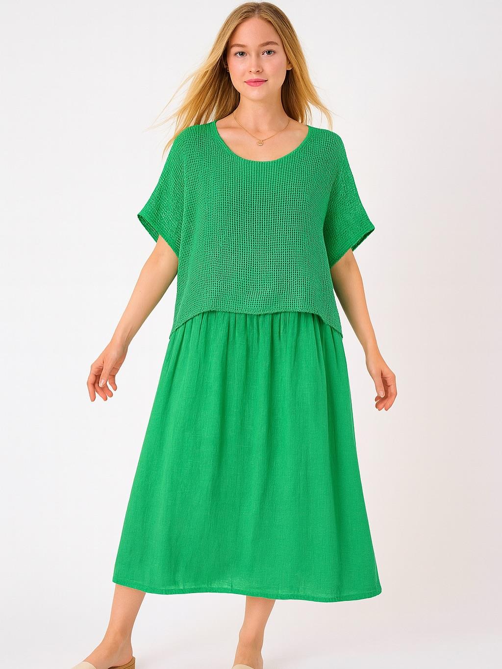 İtalyan File Elbise - ÇİMEN YEŞİLİ