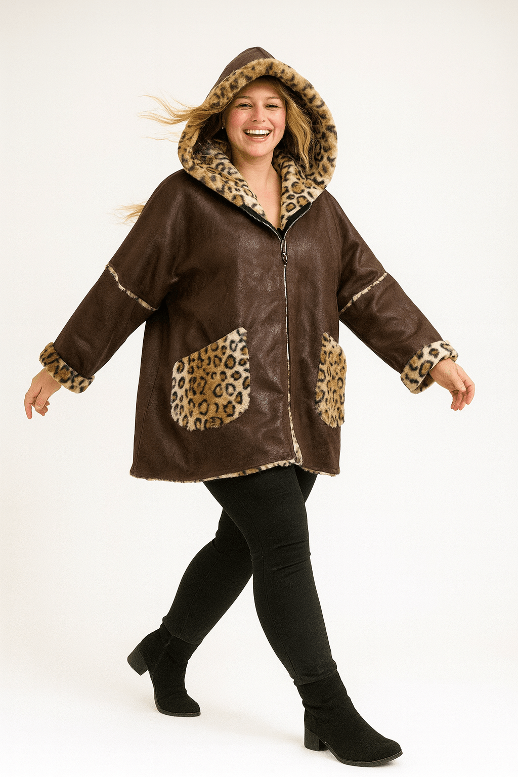 İtalyan İçi Kürklü Kısa Kaban - KAHVERENGİ