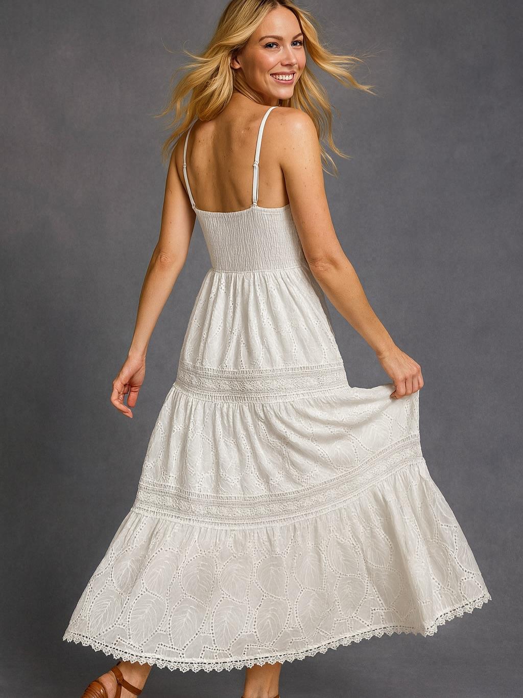 İtalyan Dantel Elbise - BEYAZ