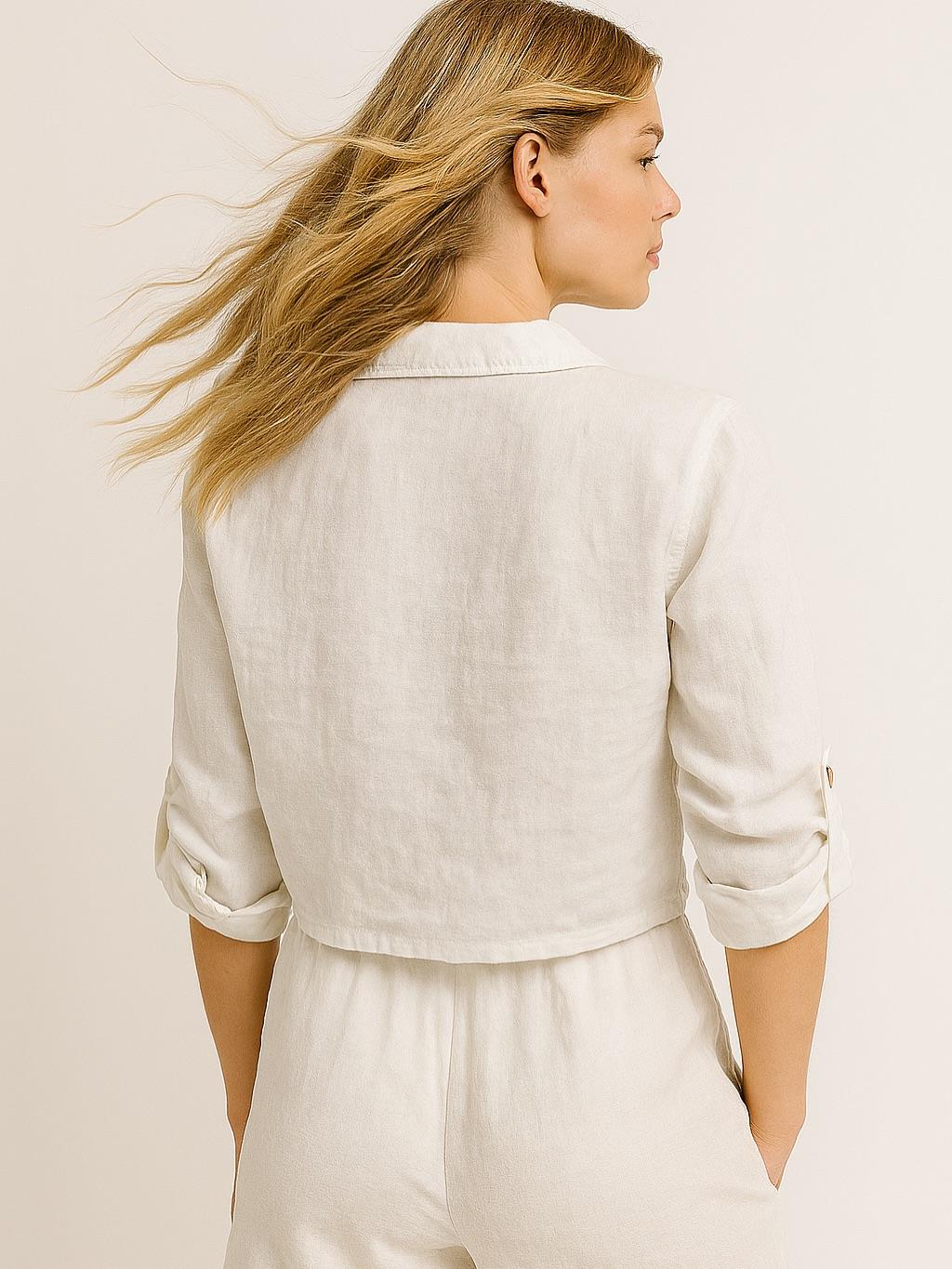 İtalyan Keten Gömlek - BEYAZ