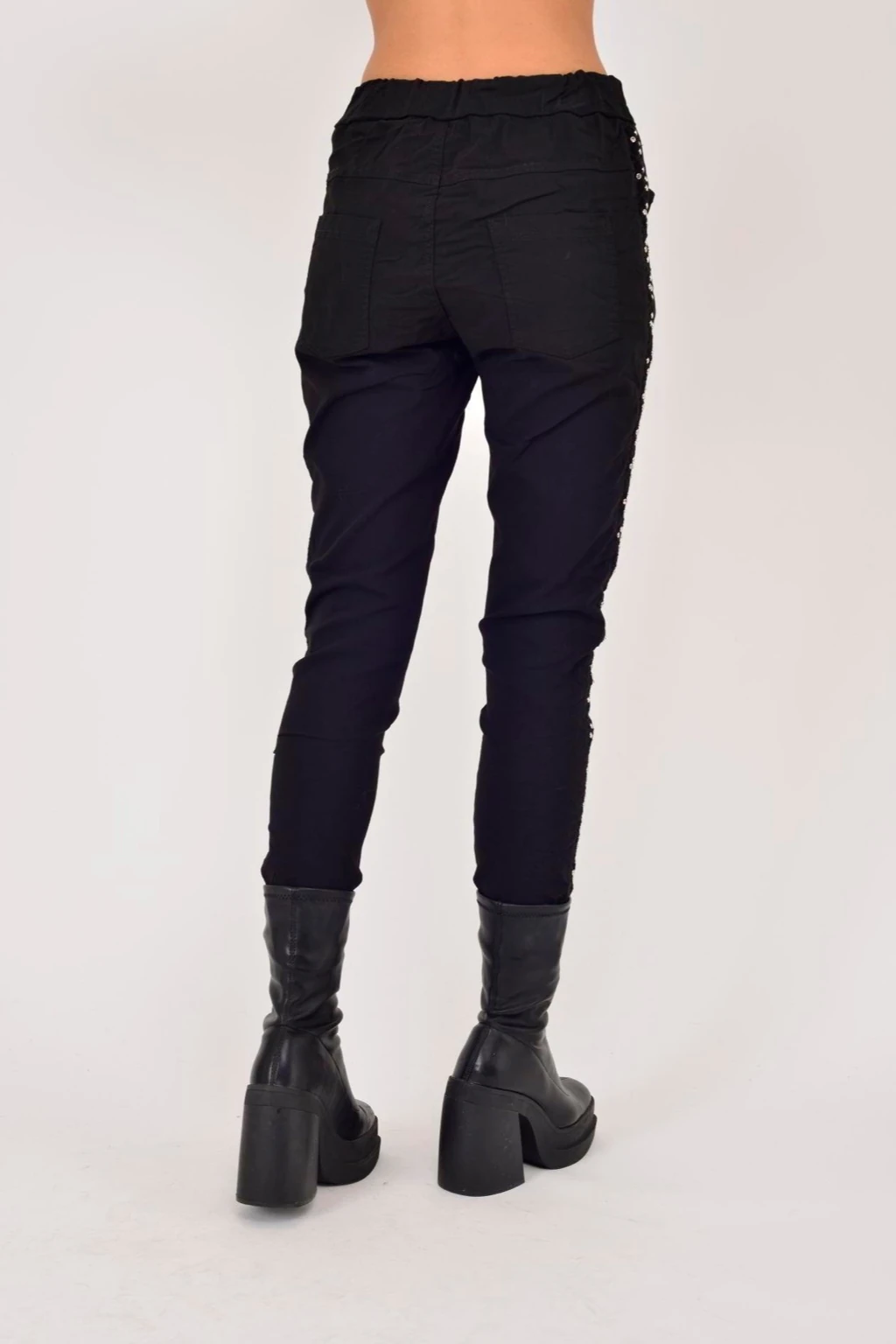 İtalyan Yanı Zımba Detaylı Pantolon - SİYAH