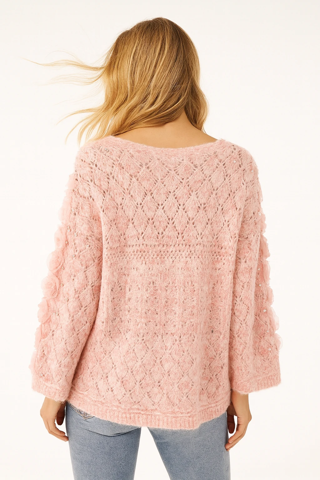 İtalyan Özel Tasarım Triko Bluz - PUDRA PEMBE